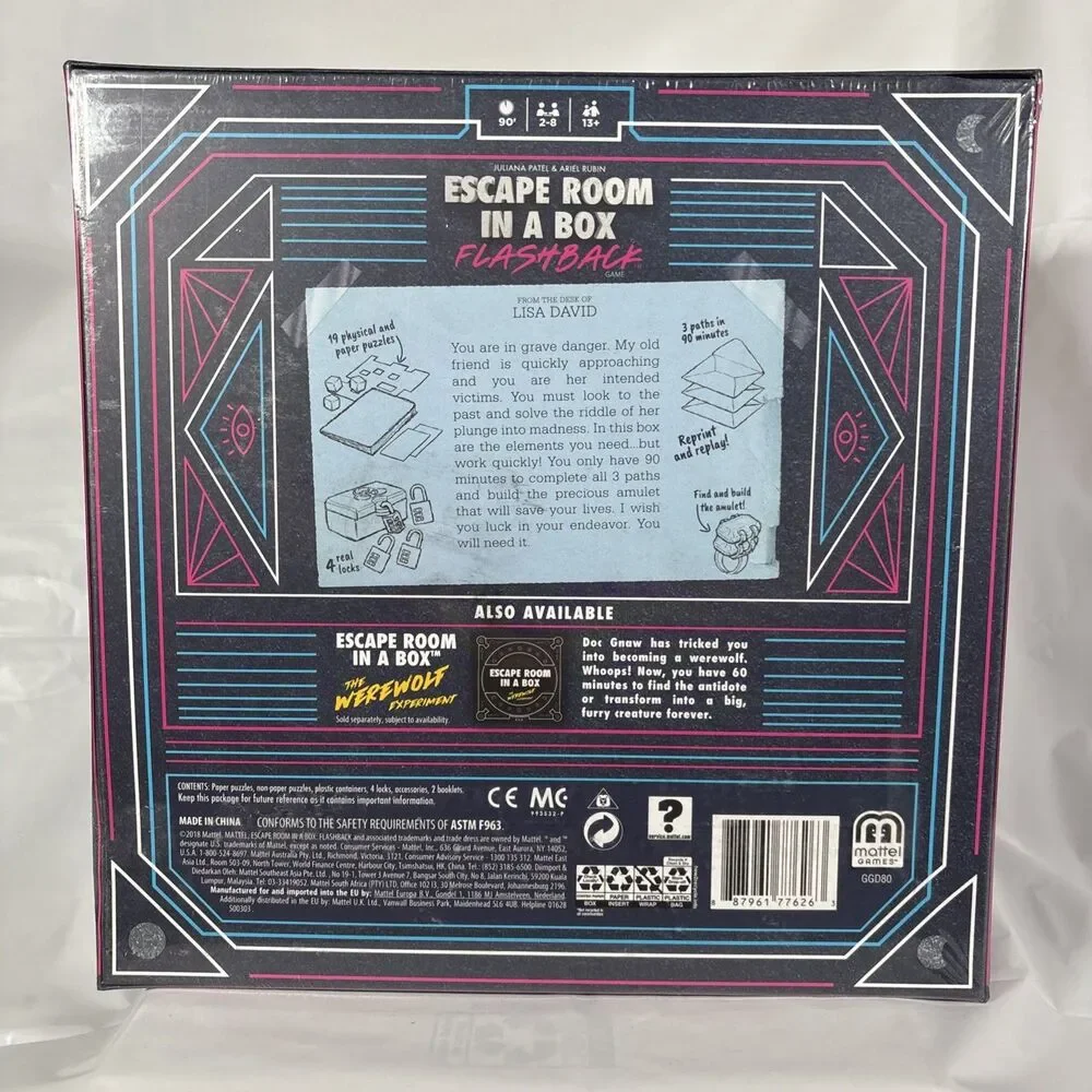 Escape Room in a Box Flashback Board Game (Mattel 2018) NEW Factory Sealed